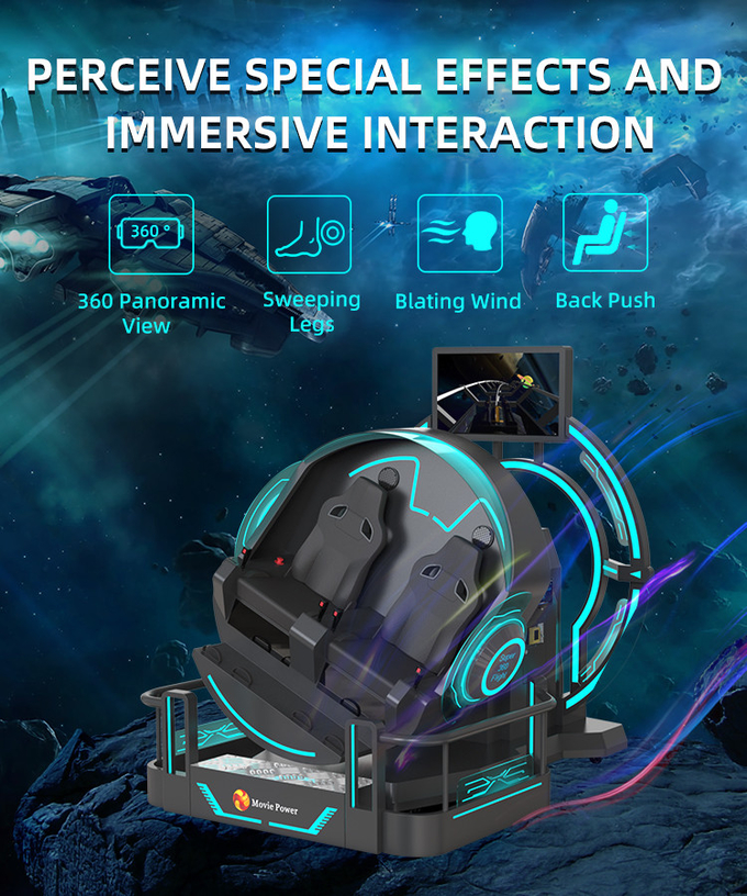 Smart Control VR 360 Flying Cinema 2 Seats 9D VR Roller Coaster Simulator 2