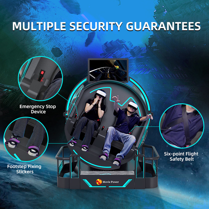 2 Seats 9d Roller Coaster Machines 360 Rotation Vr Cinema 360 Degree Flying Chairs Simulator 4