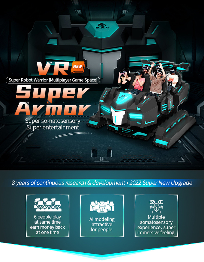 9d VR Theme Park Cinema Virtual Reality Roller Coaster Simulator 6 Seats Vr Game Machine 0