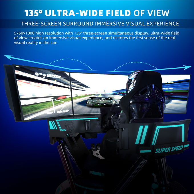 3 Screen Virtual Reality Simulator 6- Dof Black Car Racing Game Machine 5d Car Driving Arcade For Mall 5