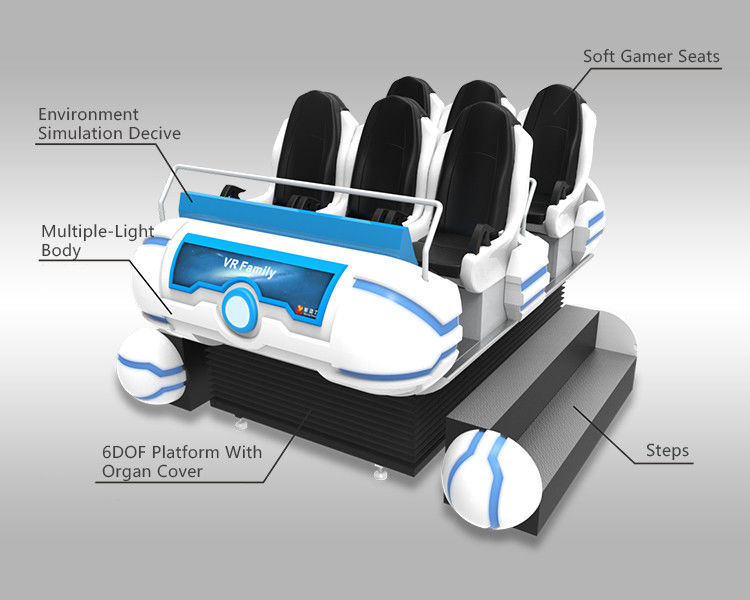 High Performance 9D Simulator 6 Dof Motion Platform 6 Seats For Commercial