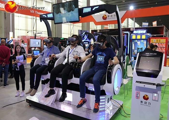 Amusement Virtual Reality Cinema Simulator With 9d Glasses / 3 Seats