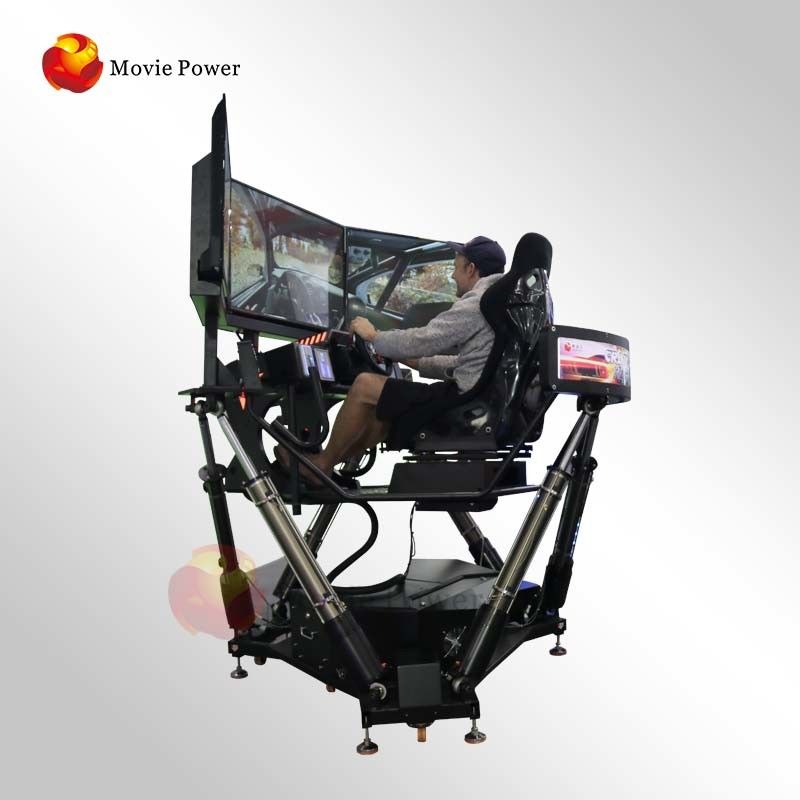 Portable 9D Virtual Reality Car Racing Simulator 6 Dof 3 Screen Cockpit 4D Driving Simulator