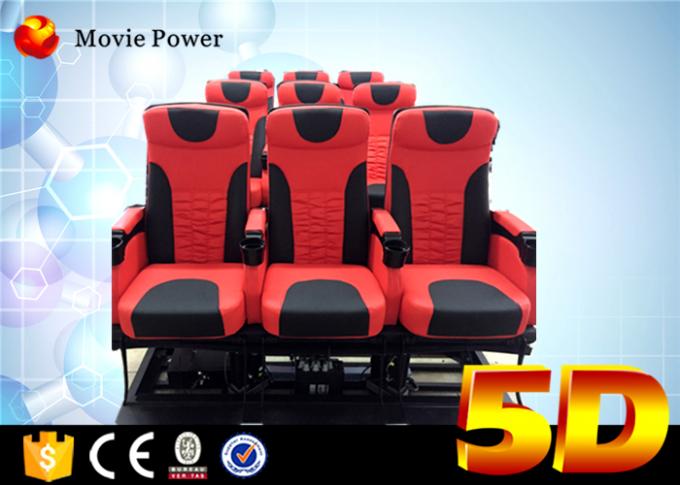 Red and Black Leather Chair 4D Motion Theater 100 Seats with Cup Holders and Leg Sweep 0