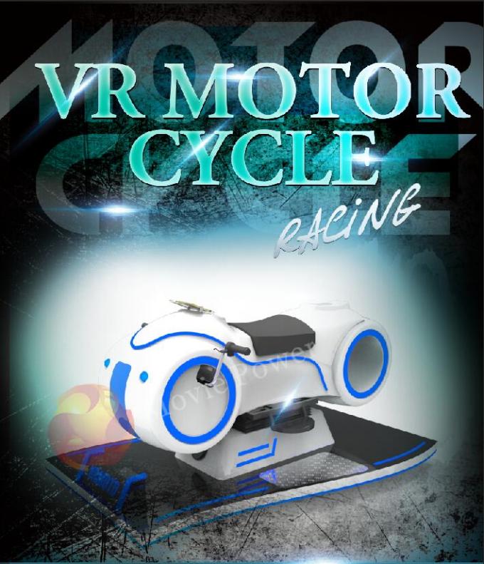 White Colour Virtual Reality 9D Motorcycle Racing Simulator For Kids And Adults 0