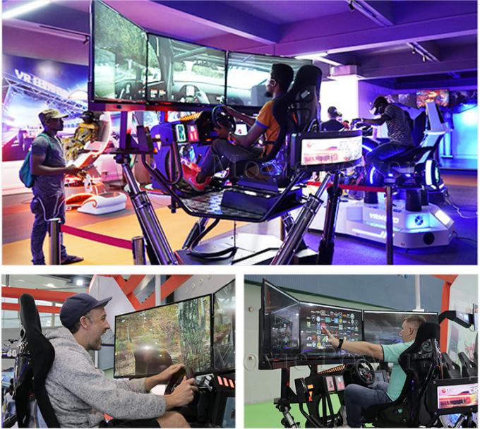 Portable 9D Virtual Reality Car Racing Simulator 6 Dof 3 Screen Cockpit 4D Driving Simulator 0