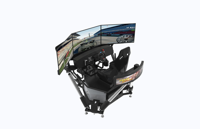 Fiberglass 9D Simulator  ,  Dynamic VR Racing Simulator Game Machine 6 Dof 3 Screen Car Driving Simulator 0