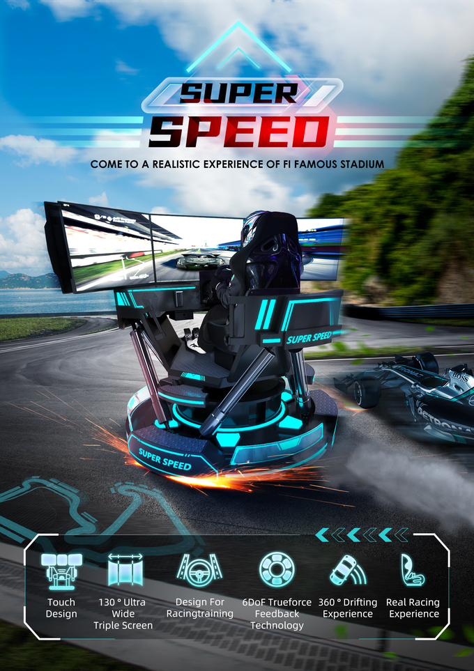 3 Screen Virtual Reality Simulator 6- Dof Black Car Racing Game Machine 5d Car Driving Arcade For Mall 0
