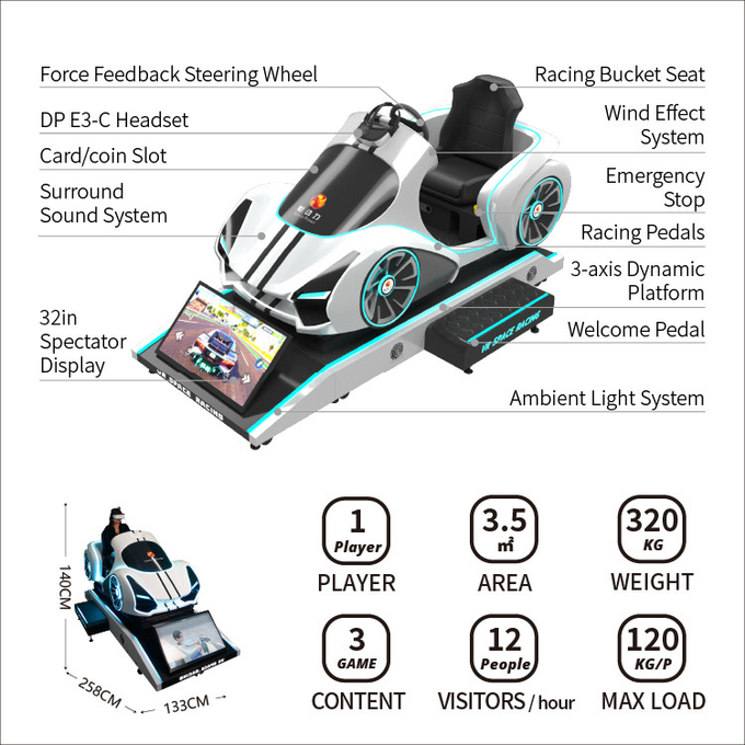 9d Virtual Reality Car Driving Simulator Cockpit With Motion Platform Vr Racing Game Machine 4