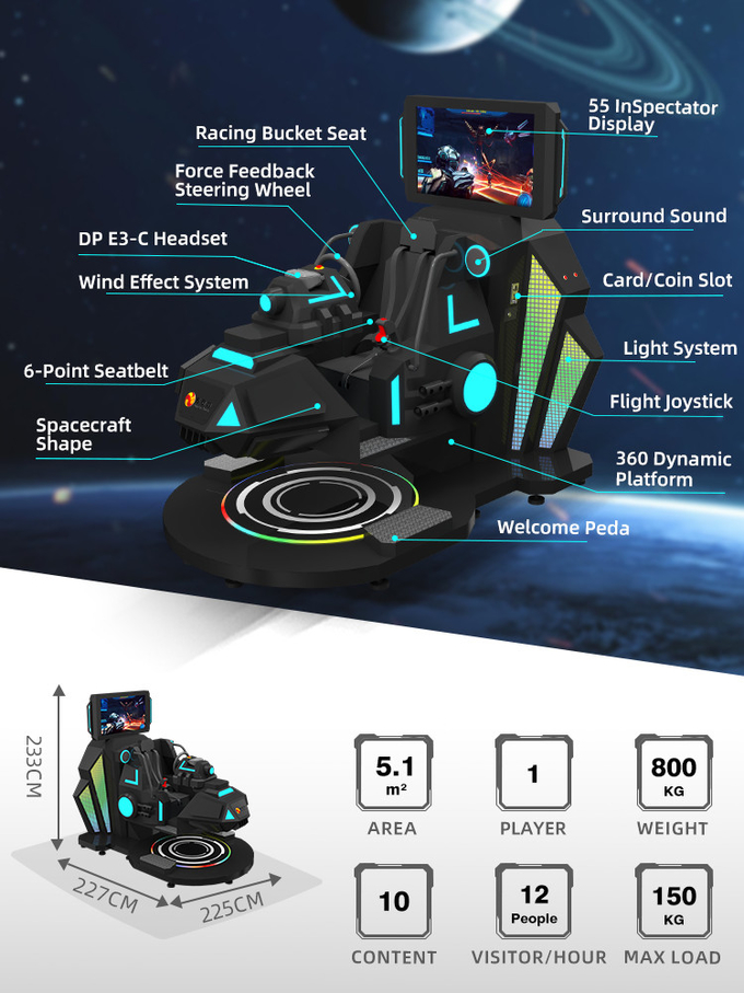 Interactive VR Shooting 360 Degree Flight VR Racing Simulator Cockpit Star Warship 1