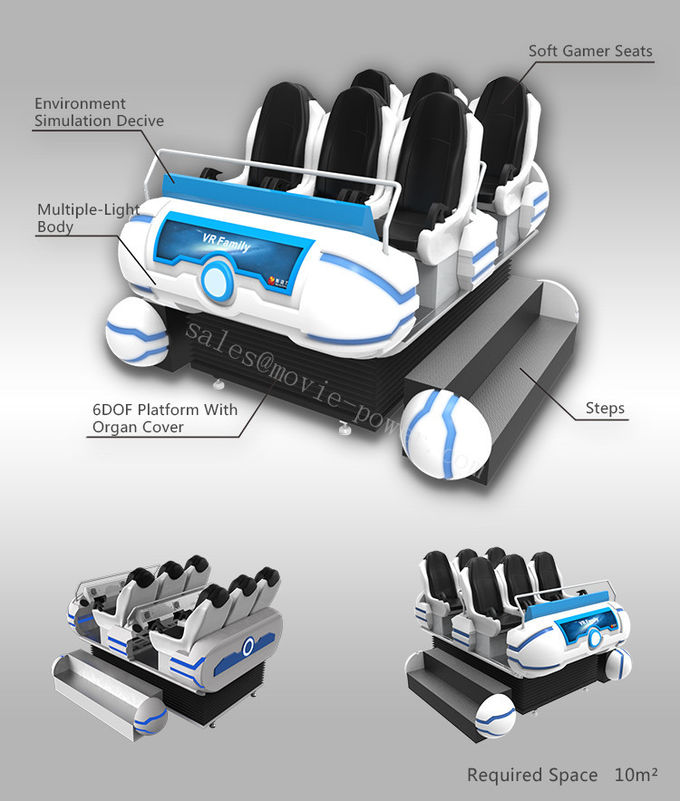 6 Seats Family 9D VR Cinema Space Ship 360 Degrees Rotation / Dynamic Platform 3