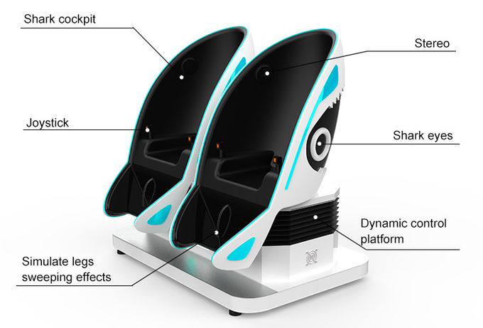 Theme Park 9D VR Egg Chair Simulator VR Shark Motion Cinema 2 Seats 5
