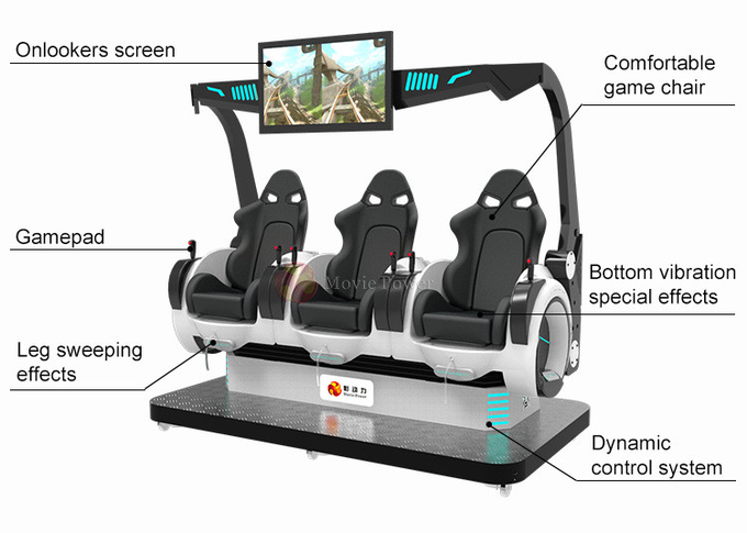 3 Seats 360° 9D VR Cinema Chair Shooting Interactive Games For Shopping Mall 1